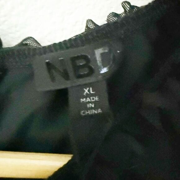 NBD x REVOLVE | Las Olas Long Sleeve Mini Dress Ruched Sheer Black Stretch | XL - Picture 8 of 12